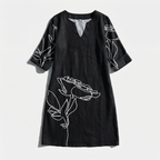 Rivaclo | Femme robe imprimée à col en V pour – motif feuilles