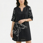 Rivaclo | Femme robe imprimée à col en V pour – motif feuilles