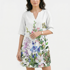 Rivaclo | Femme robe imprimée à col en V pour – motif feuilles