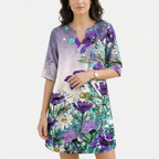 Rivaclo | Femme robe imprimée à col en V pour – motif feuilles