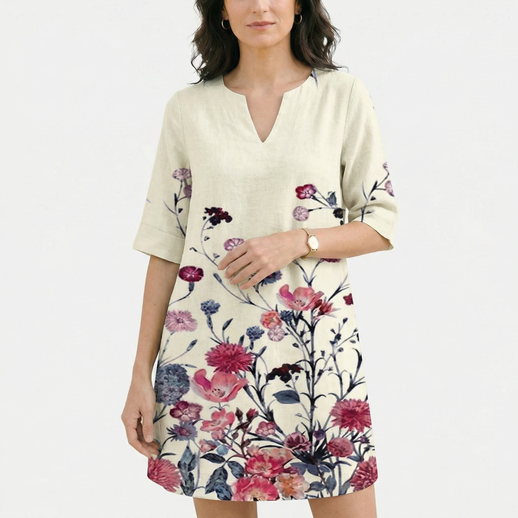 Rivaclo | Femme robe imprimée à col en V pour – motif feuilles