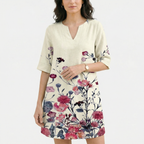 Rivaclo | Femme robe imprimée à col en V pour – motif feuilles