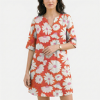 Rivaclo | Femme robe imprimée à col en V pour – motif feuilles