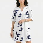 Rivaclo | Femme robe imprimée à col en V pour – motif feuilles