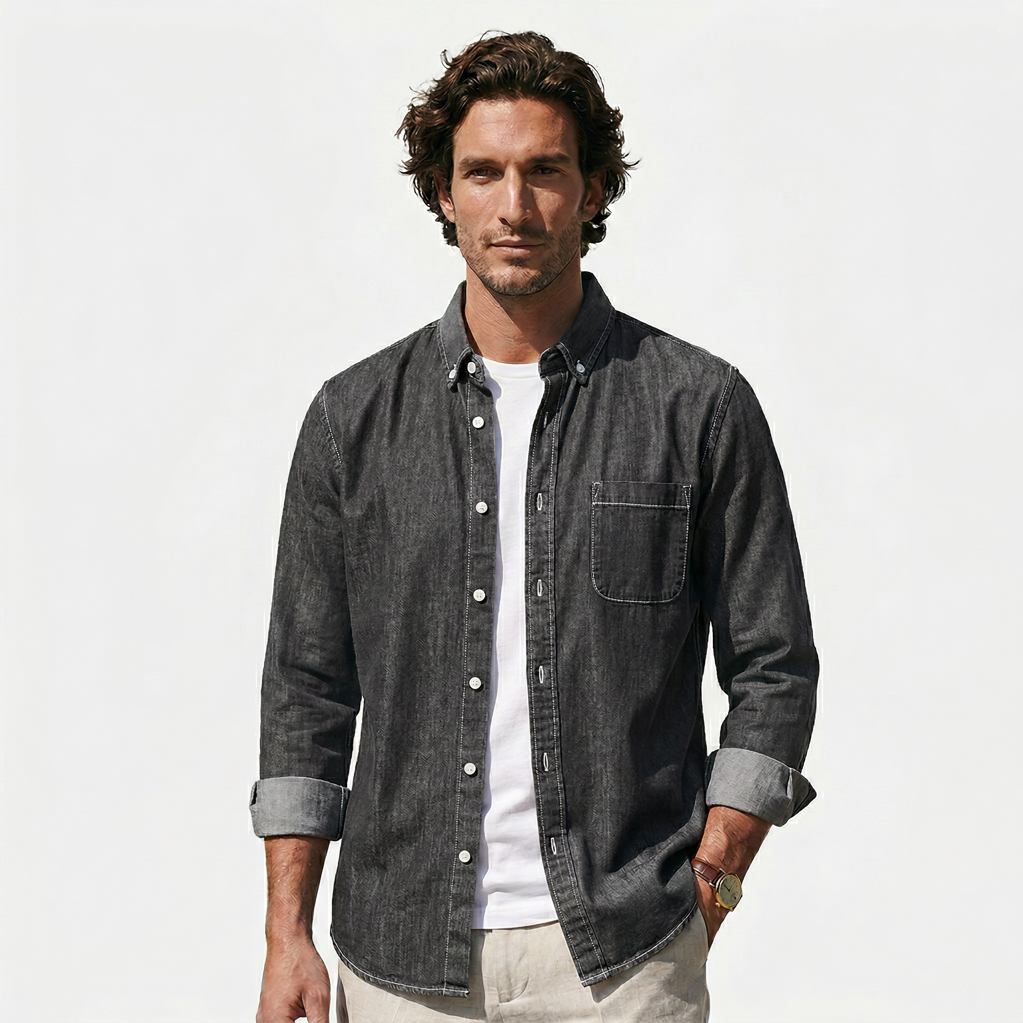 Rivaclo | Men's button-up denim shirt – classic design