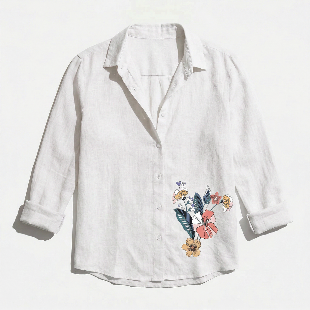 Rivaclo | Femme chemise style lin manches longues – coupe ample