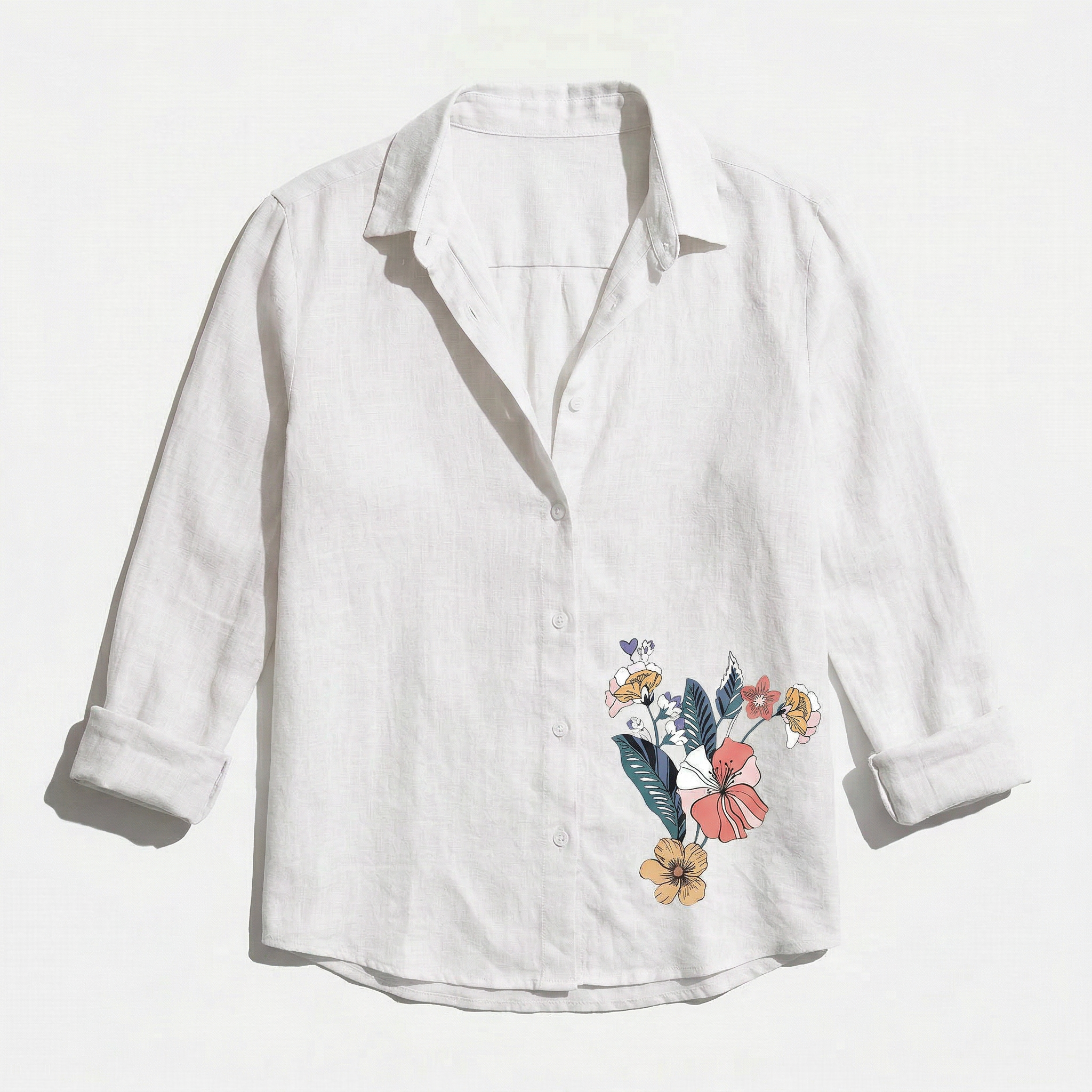Rivaclo | Femme chemise style lin manches longues – coupe ample