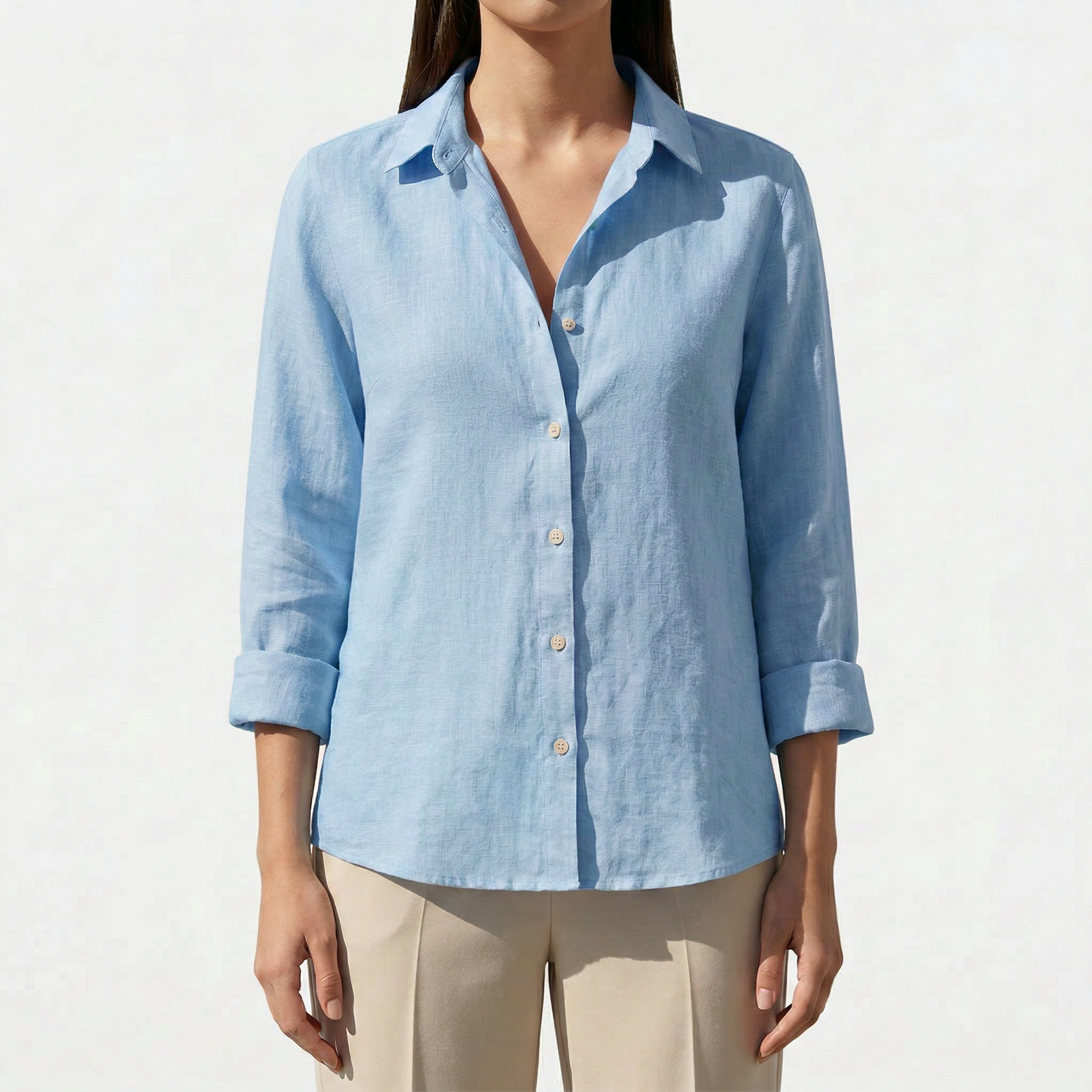 Rivaclo | Women's long-sleeve linen style shirt – loose fit