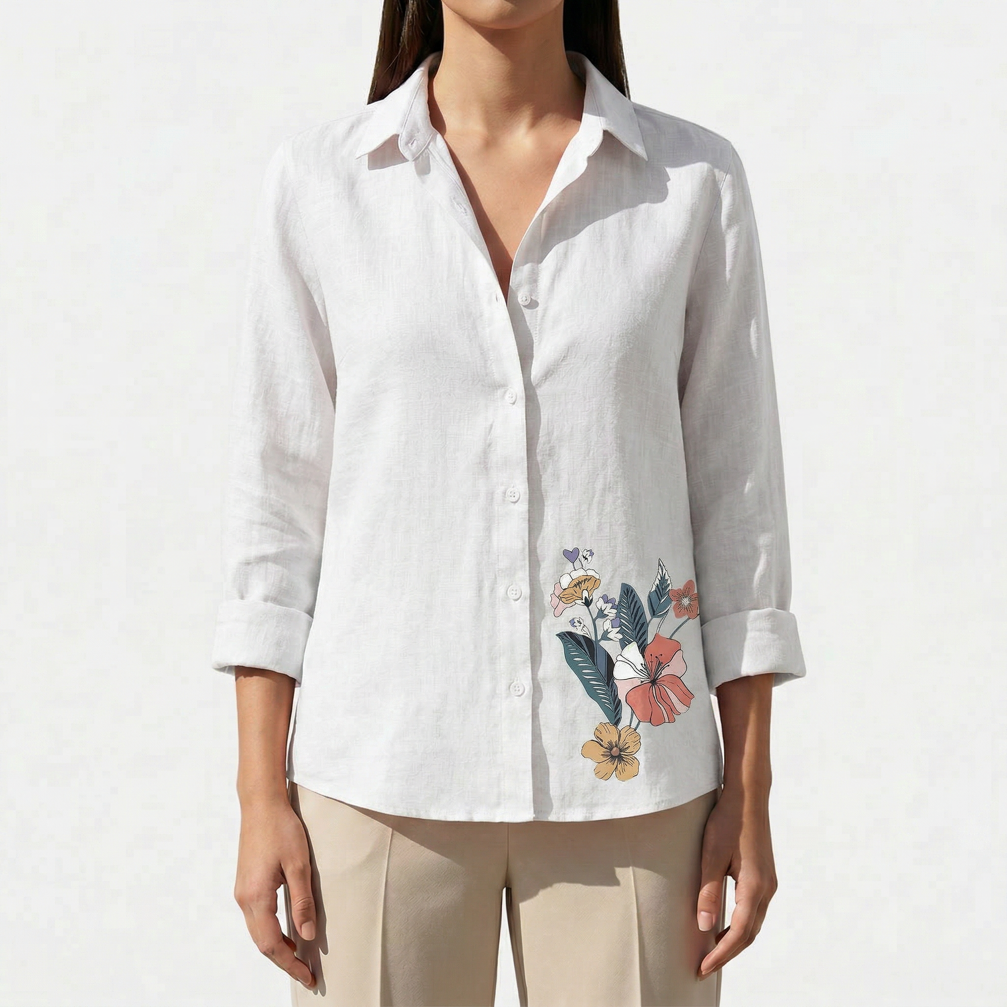 Rivaclo | Women's long-sleeve linen style shirt – loose fit