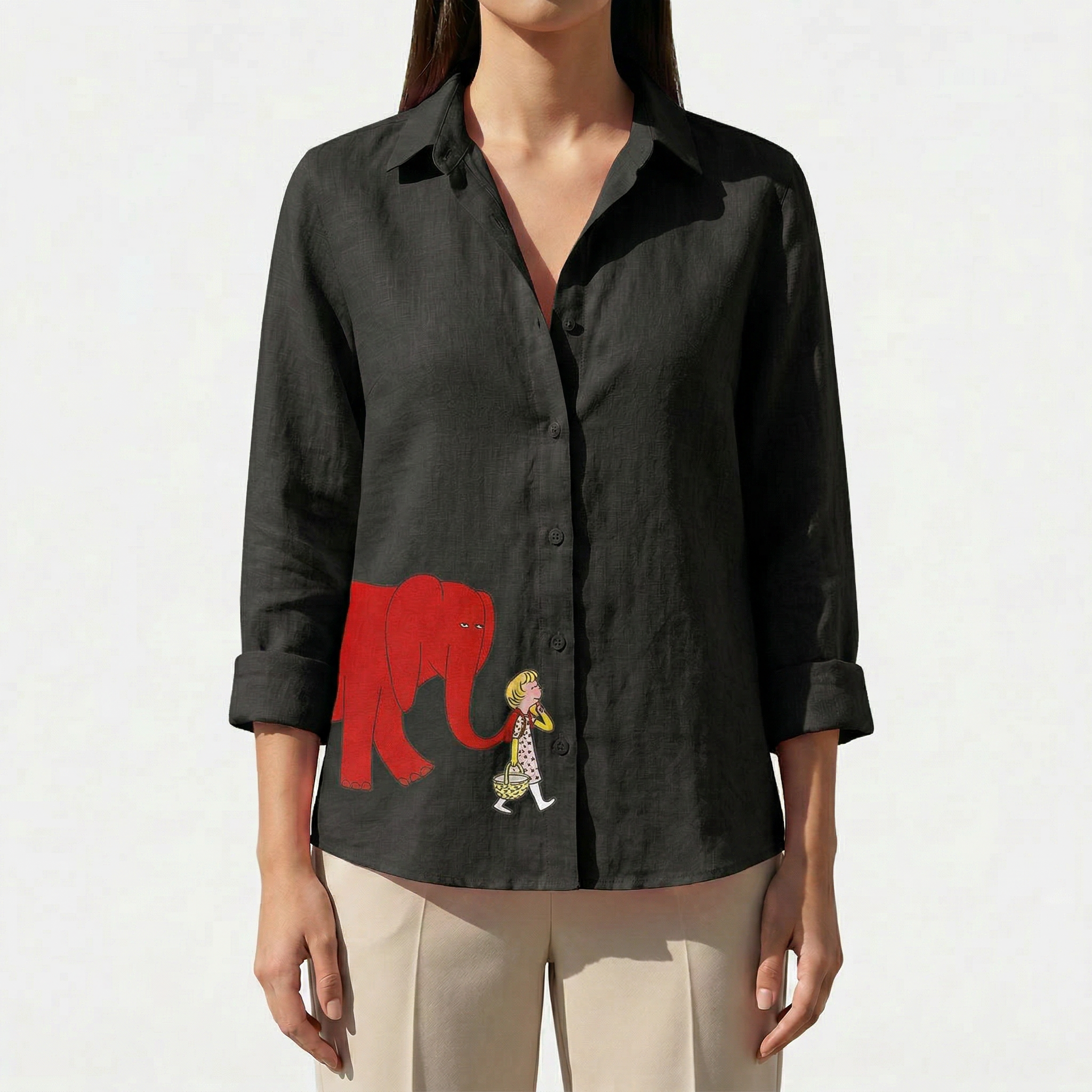 Rivaclo | Women's long-sleeve linen style shirt – loose fit