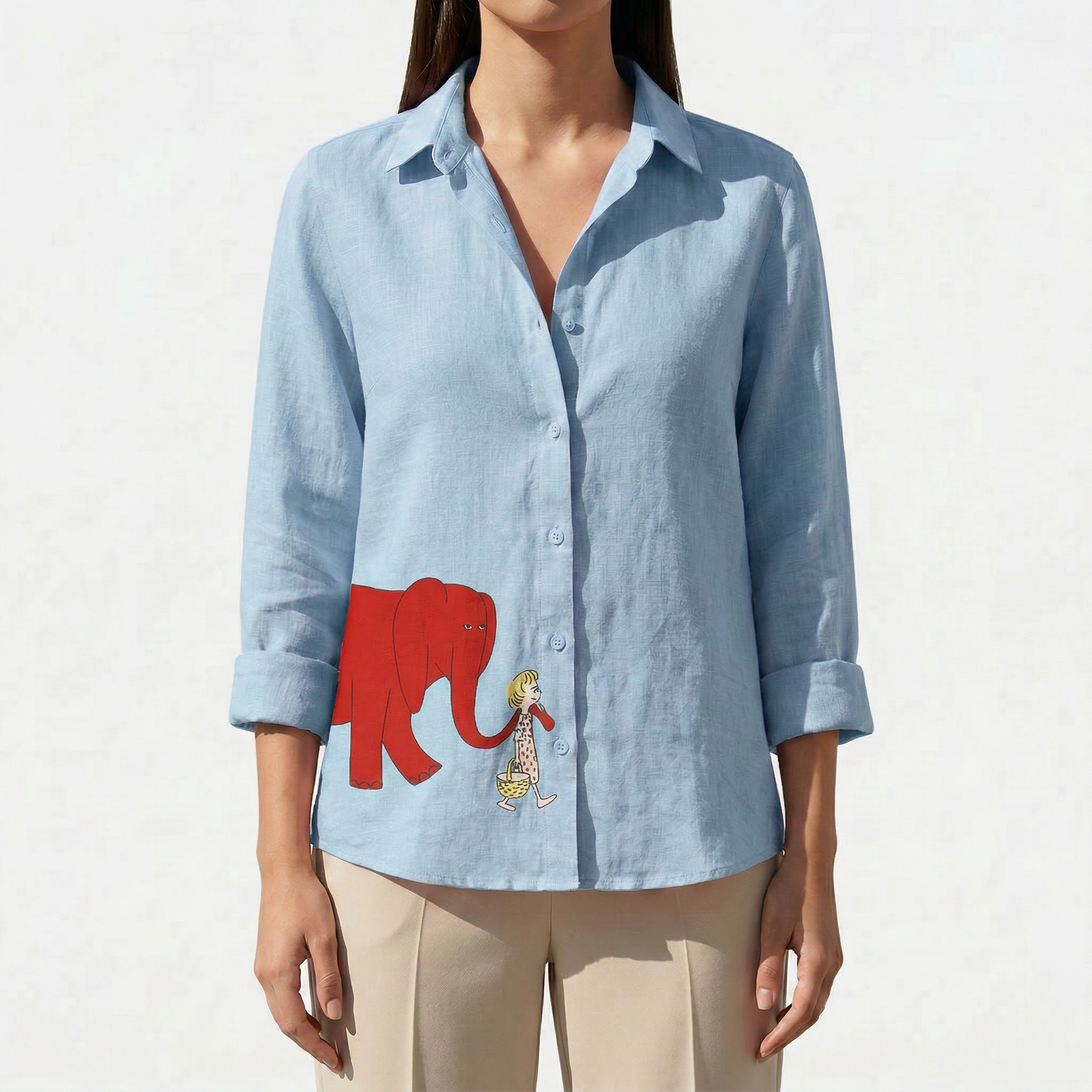 Rivaclo | Women's long-sleeve linen style shirt – loose fit