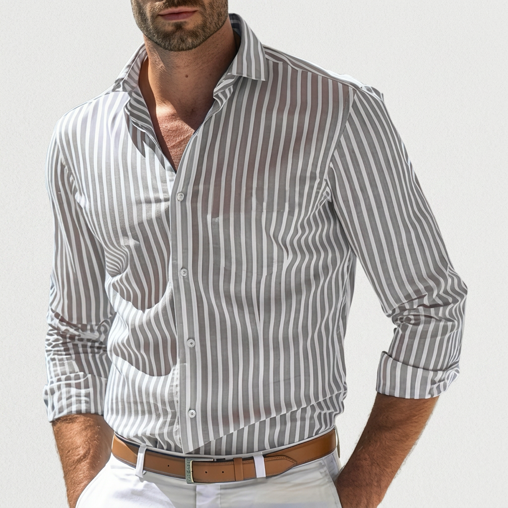Rivaclo | Men's long-sleeve striped shirt – slim fit design