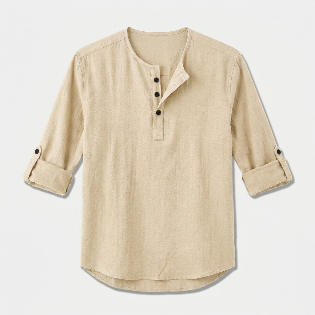 Rivaclo | Men's long-sleeve solid shirt – linen style