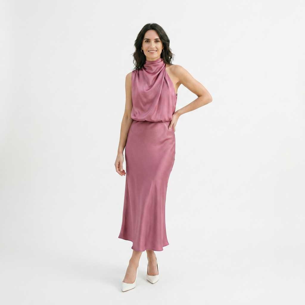 Rivaclo | Femme Robe Sans Manches Col Halter – Silhouette de Soirée Estivale