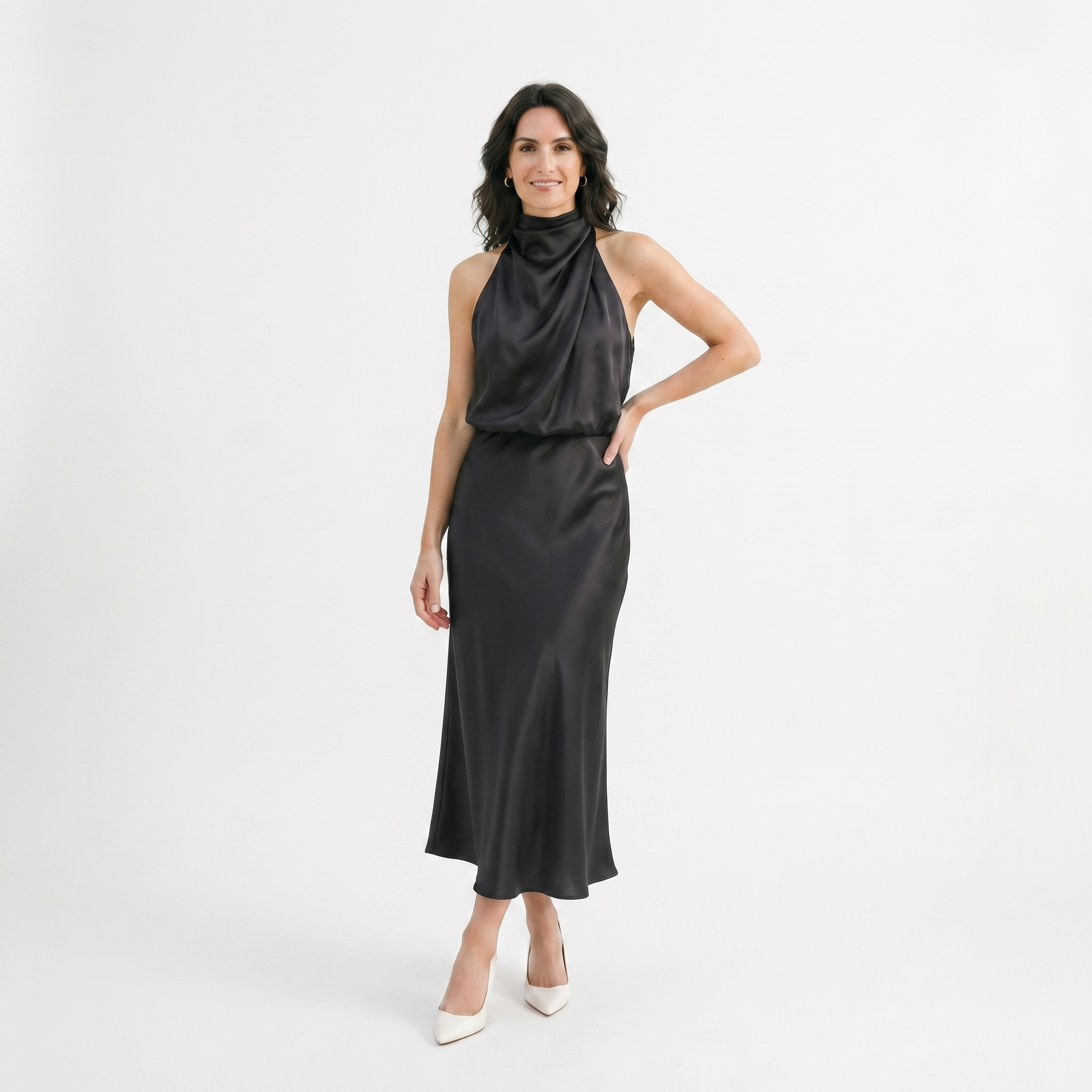 Rivaclo | Women's Sleeveless Halter Neck Dress – Summer Evening Silhouette