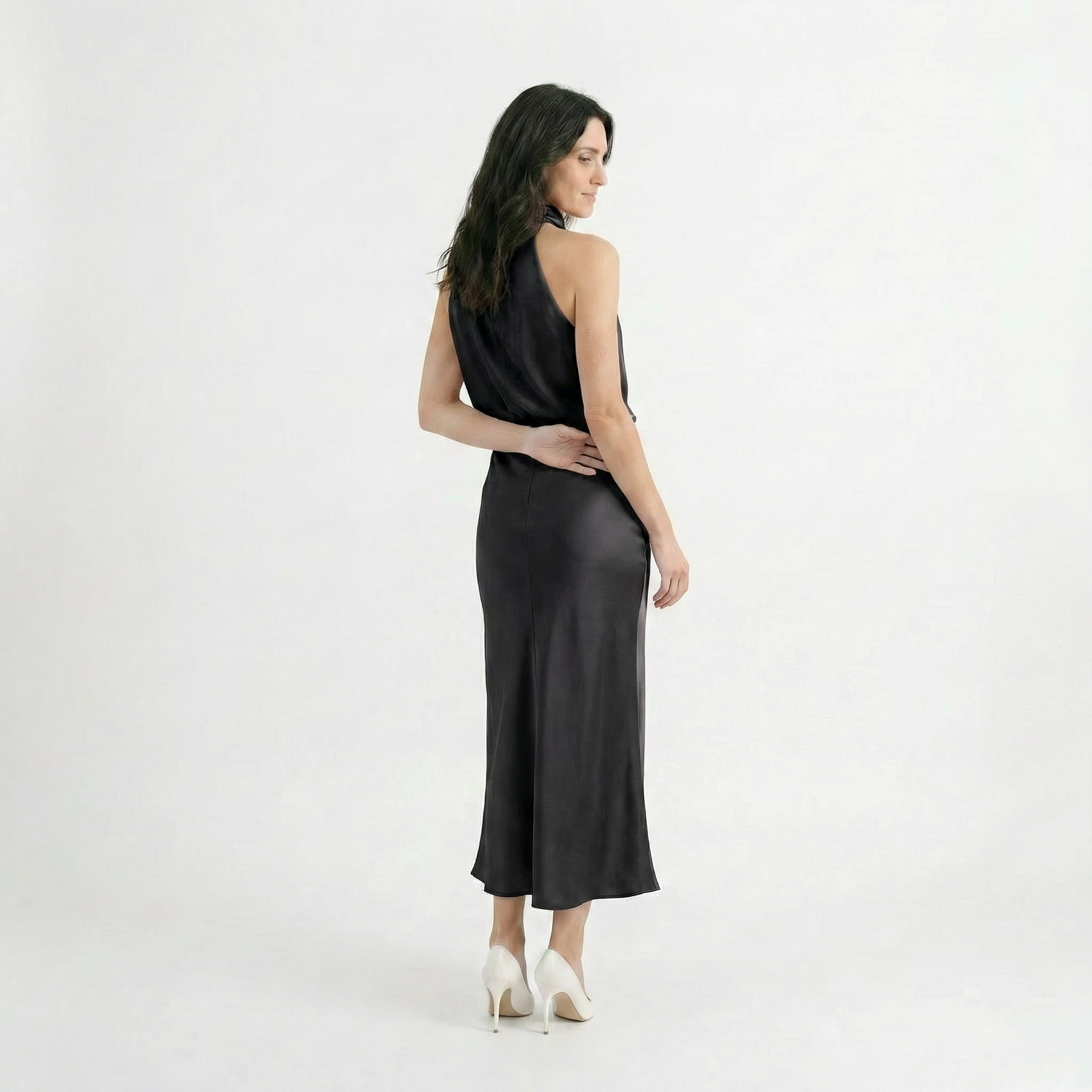 Rivaclo | Women's Sleeveless Halter Neck Dress – Summer Evening Silhouette
