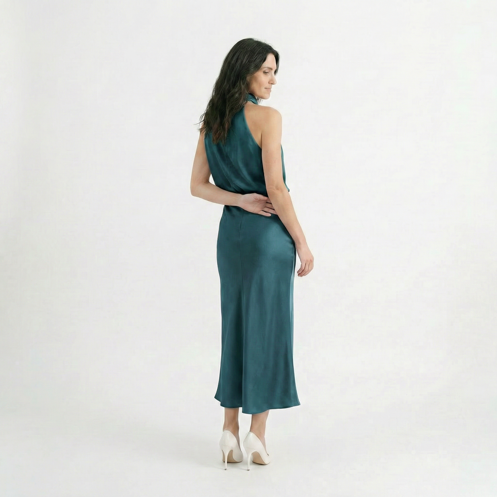 Rivaclo | Femme Robe Sans Manches Col Halter – Silhouette de Soirée Estivale