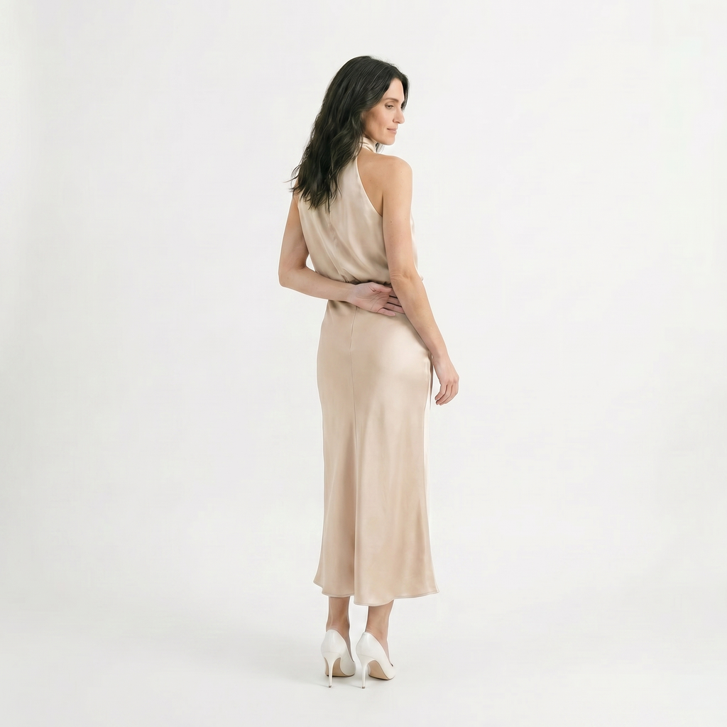 Rivaclo | Femme Robe Sans Manches Col Halter – Silhouette de Soirée Estivale