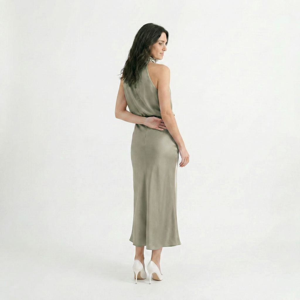 Rivaclo | Femme Robe Sans Manches Col Halter – Silhouette de Soirée Estivale