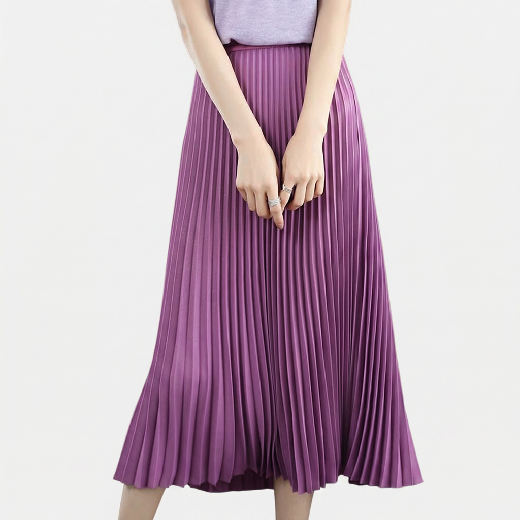 Rivaclo | Femme Jupe Plissée Longueur Mi-Mollet – Taille Haute