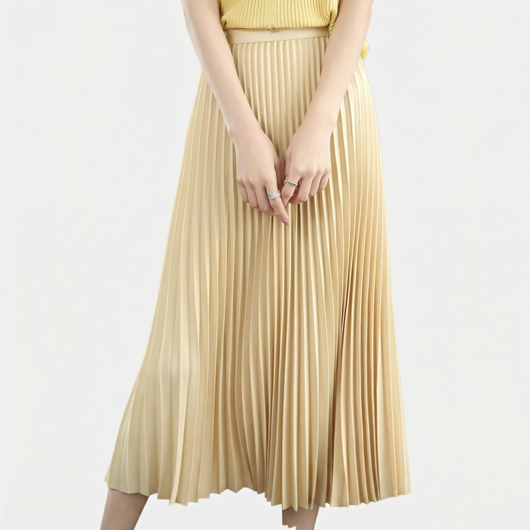 Rivaclo | Women's Pleated Midi Skirt – High Waist