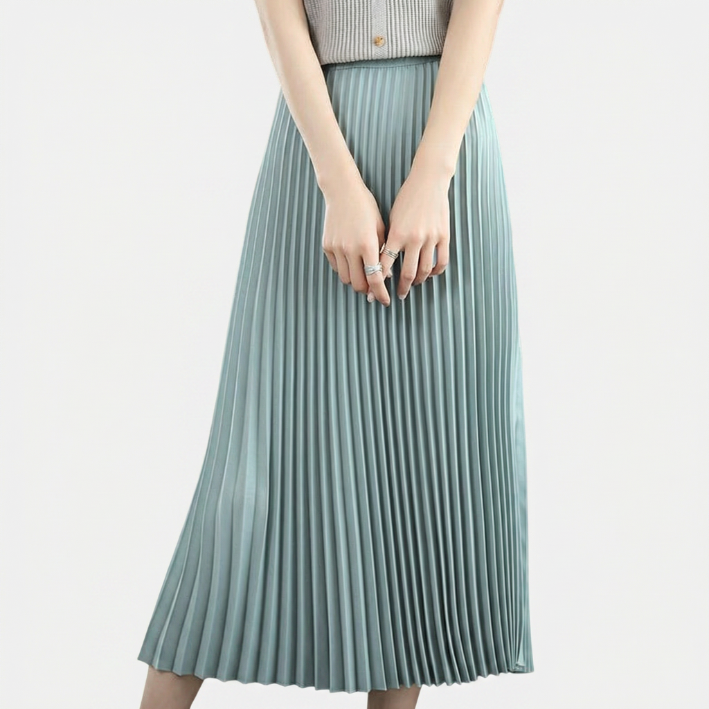 Rivaclo | Femme Jupe Plissée Longueur Mi-Mollet – Taille Haute