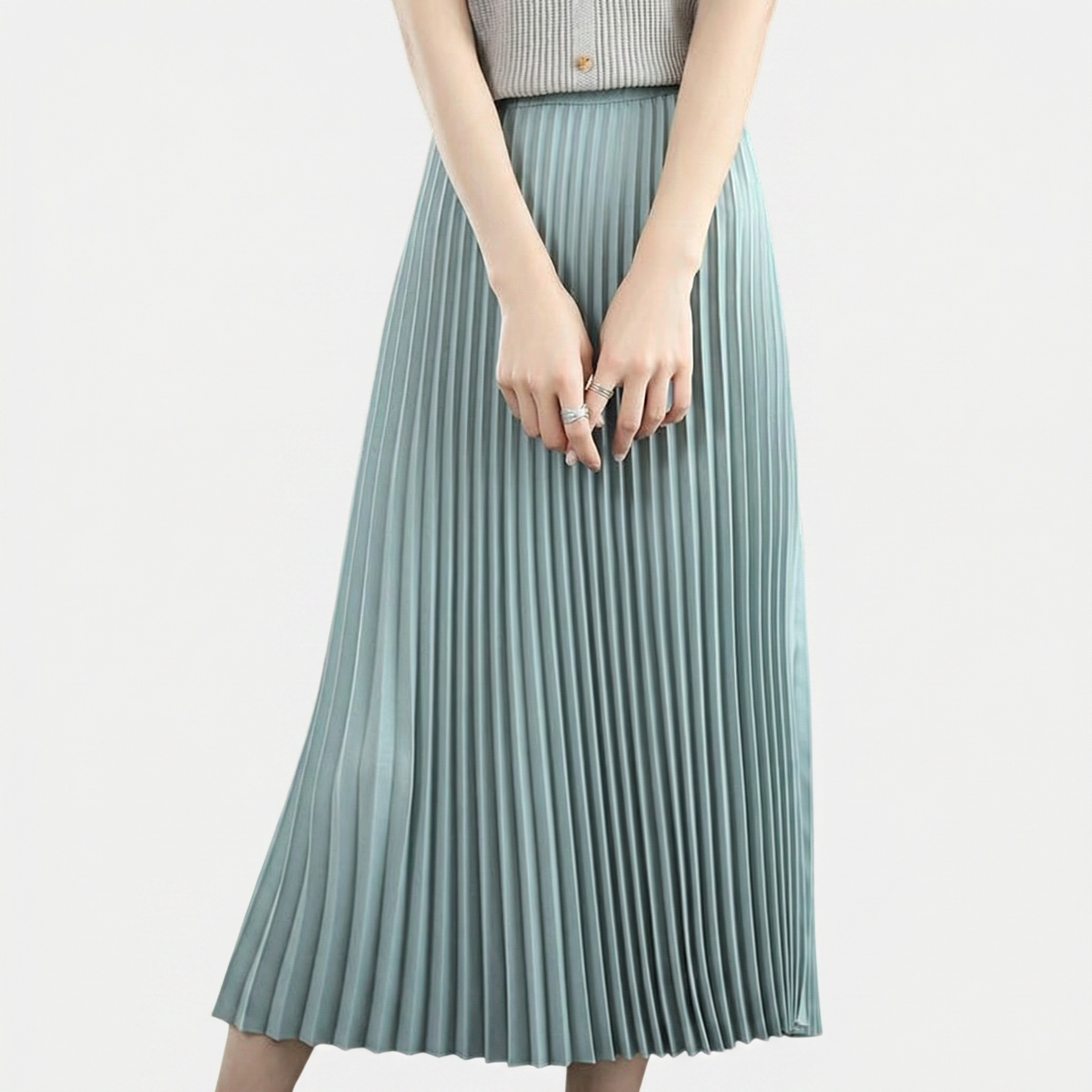 Rivaclo | Women's Pleated Midi Skirt – High Waist