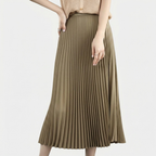 Rivaclo | Femme Jupe Plissée Longueur Mi-Mollet – Taille Haute