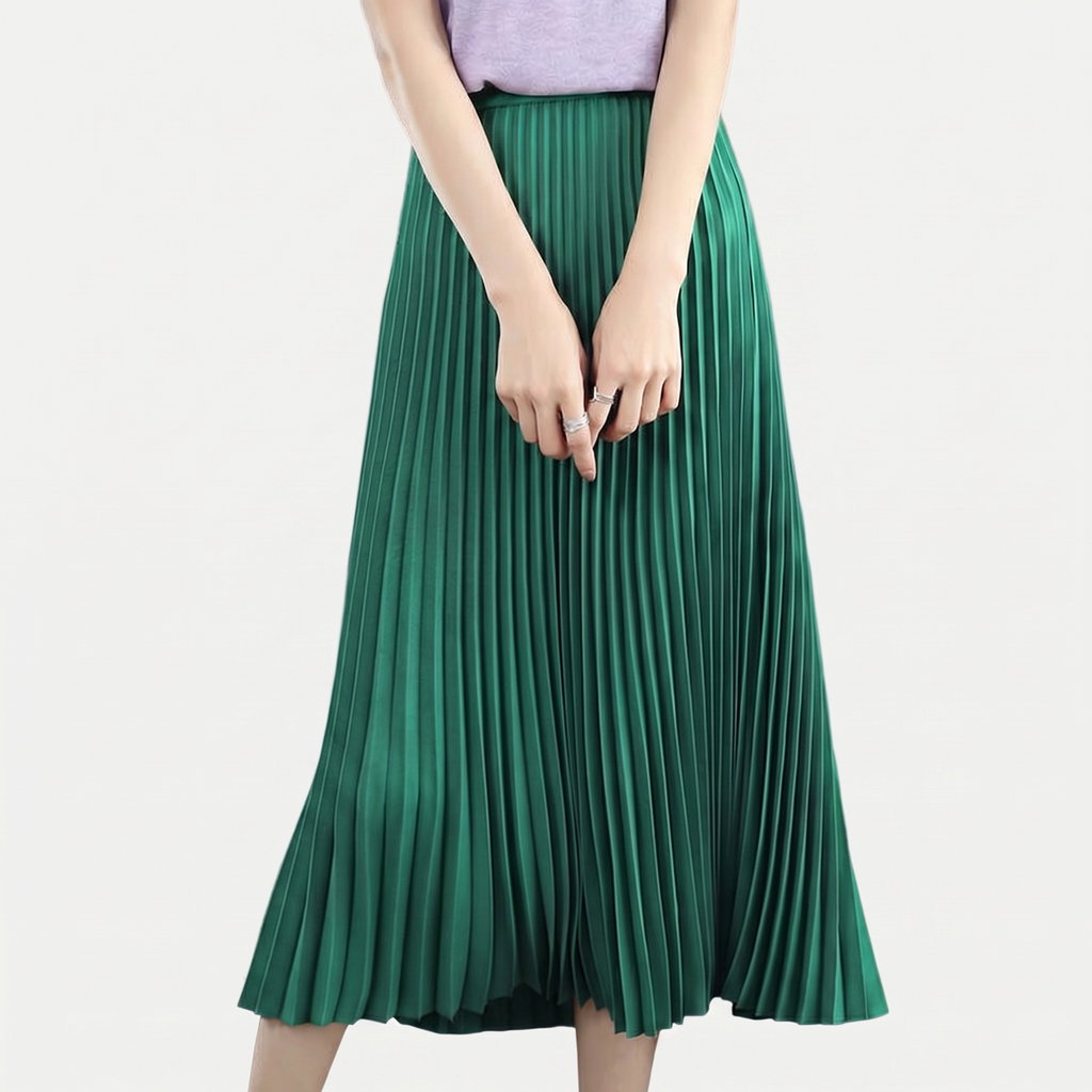 Rivaclo | Femme Jupe Plissée Longueur Mi-Mollet – Taille Haute