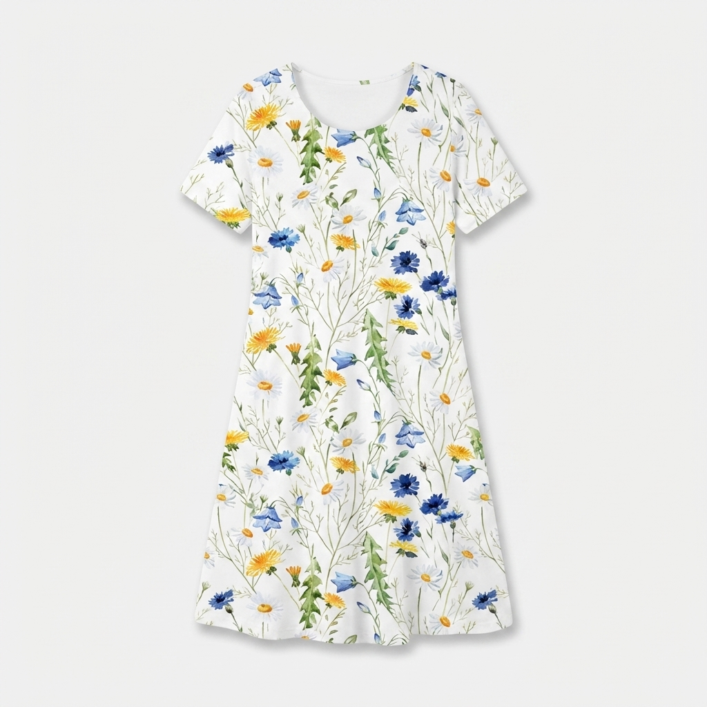 Rivaclo | Femme Robe Florale Col Rond – Midi