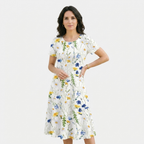 Rivaclo | Femme Robe Florale Col Rond – Midi