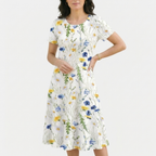 Rivaclo | Femme Robe Florale Col Rond – Midi