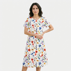 Rivaclo | Femme Robe Florale Col Rond – Midi