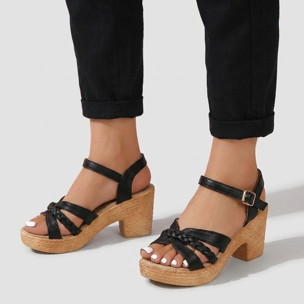 Rivaclo | Women's thick-heeled sandals – Ankle strap with buckle