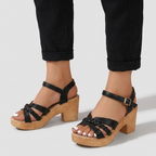Rivaclo | Women's thick-heeled sandals – Ankle strap with buckle