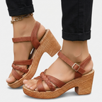 Rivaclo | Women's thick-heeled sandals – Ankle strap with buckle