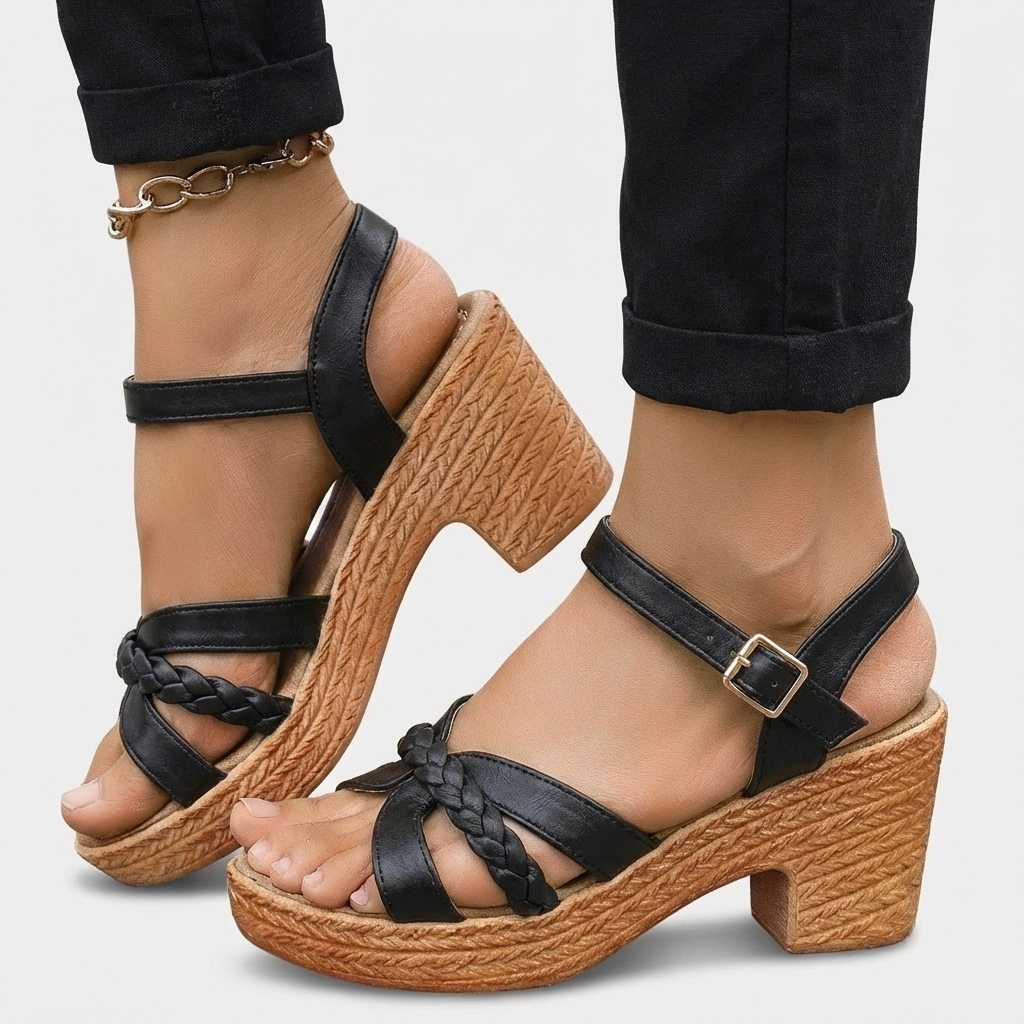 Rivaclo | Women's thick-heeled sandals – Ankle strap with buckle