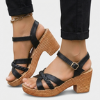 Rivaclo | Women's thick-heeled sandals – Ankle strap with buckle