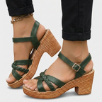 Rivaclo | Women's thick-heeled sandals – Ankle strap with buckle