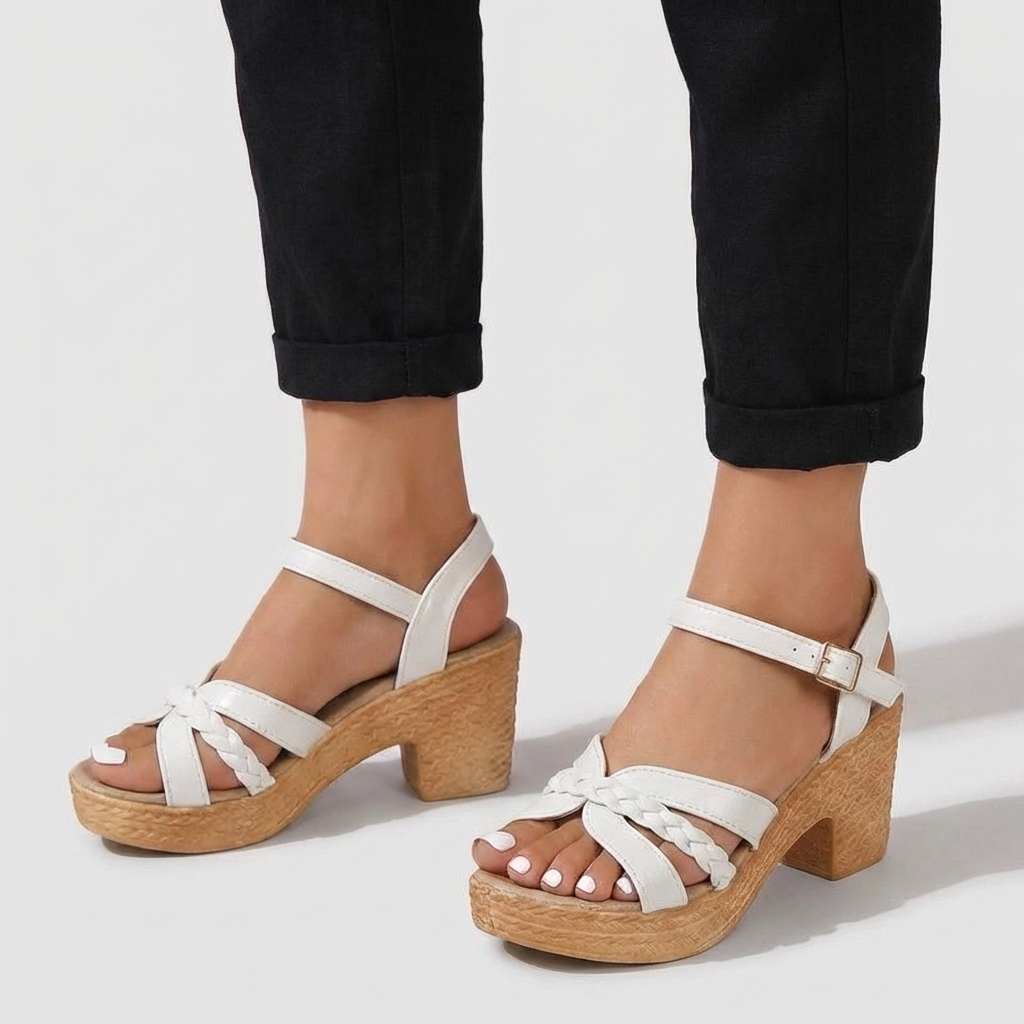 Rivaclo | Women's thick-heeled sandals – Ankle strap with buckle