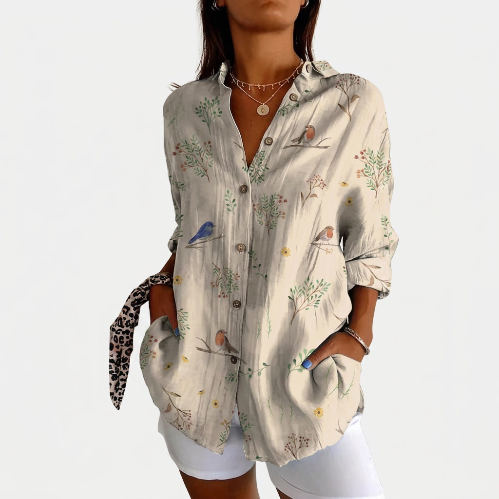 Rivaclo | Women's Floral Long Sleeve Shirt – Structured Buttoned Style
