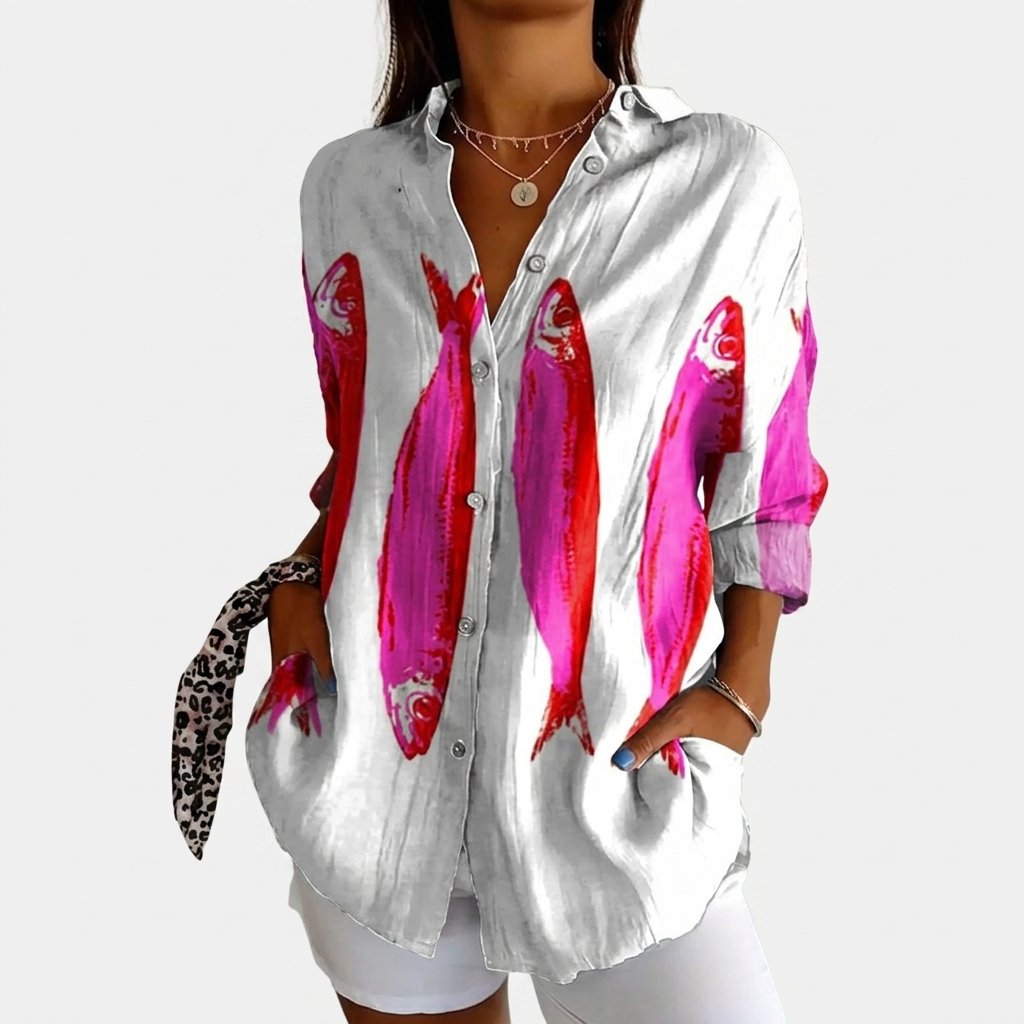 Rivaclo | Women's Floral Long Sleeve Shirt – Structured Buttoned Style