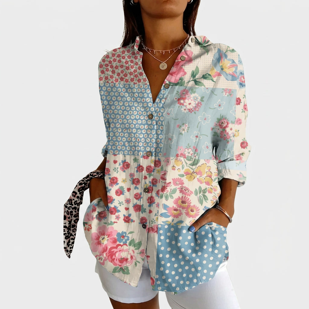 Rivaclo | Women's Floral Long Sleeve Shirt – Structured Buttoned Style