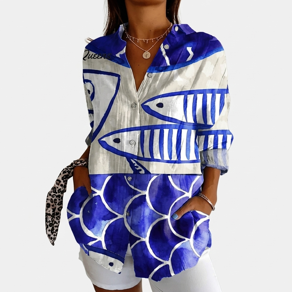 Rivaclo | Women's Floral Long Sleeve Shirt – Structured Buttoned Style