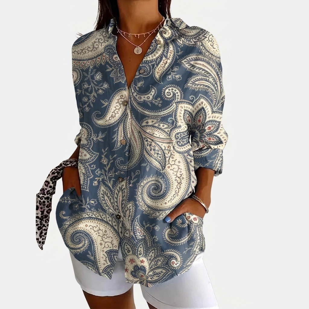 Rivaclo | Women's Floral Long Sleeve Shirt – Structured Buttoned Style