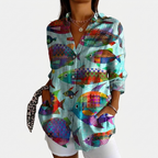 Rivaclo | Women's Floral Long Sleeve Shirt – Structured Buttoned Style