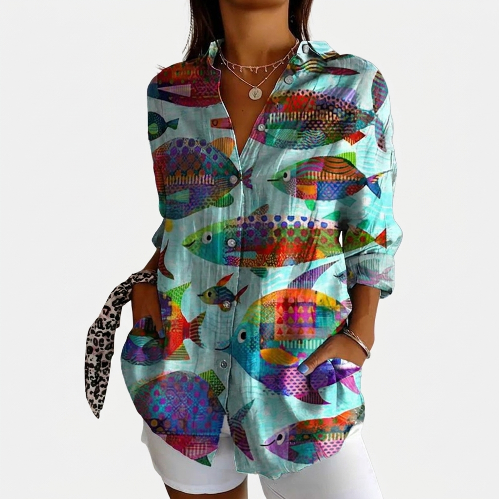 Rivaclo | Women's Floral Long Sleeve Shirt – Structured Buttoned Style