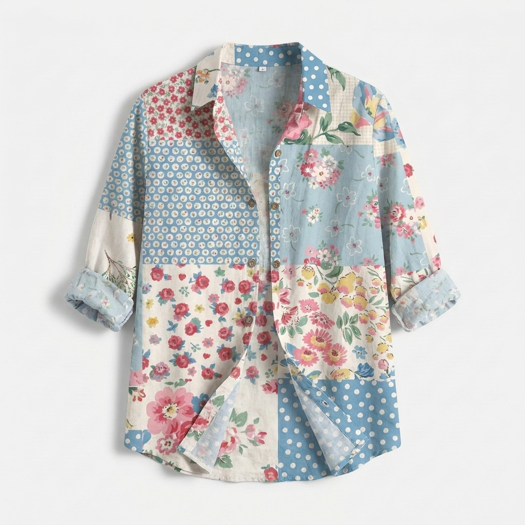 Rivaclo | Women's Floral Long Sleeve Shirt – Structured Buttoned Style