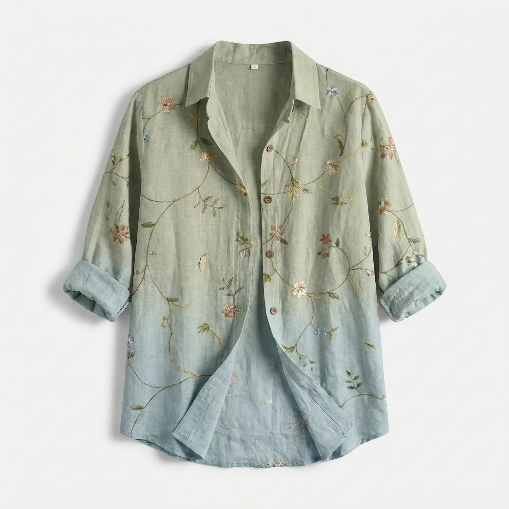 Rivaclo | Women's Floral Long Sleeve Shirt – Structured Buttoned Style