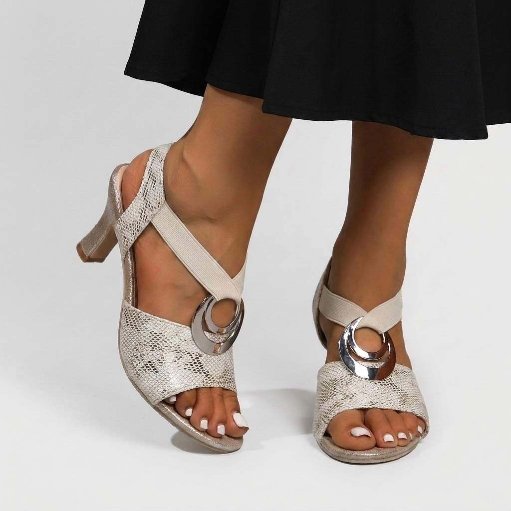 Rivaclo | Women's High Heeled Sandals – Metallic Buckle Detail